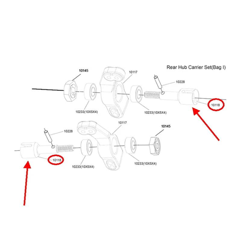 Y19A 10118 Hintere Antriebswelle, 2 Stück, für VRX Racing, Maßstab 1:10, 4WD, Rc-Auto, Rc-Modellauto, Teile, Spielzeug für Kinder und Erwachsene