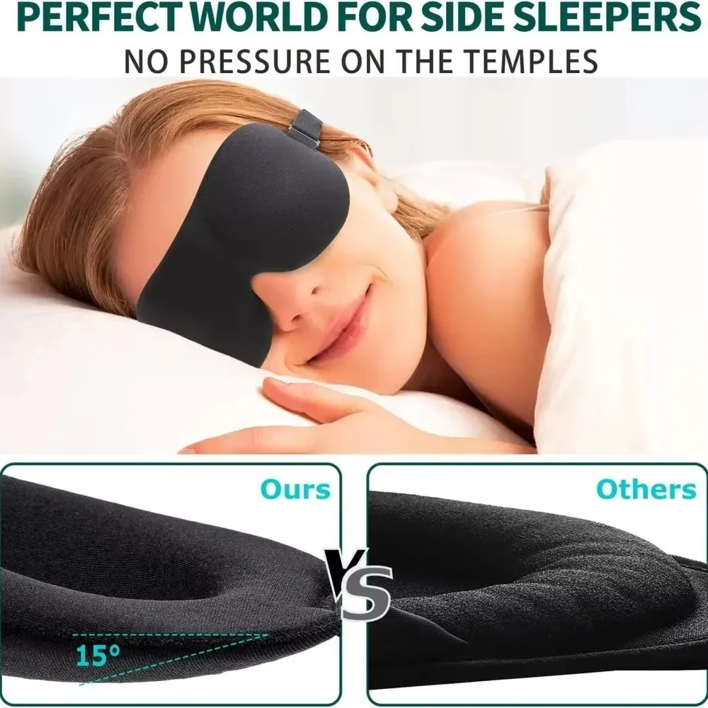 1pc 3D Contoured Light Blocking Sleep Mask, No Nose Cutout Breathable Lightweight Eyeshade, Portable Eye Cover for Sleeping Travel Office Nap