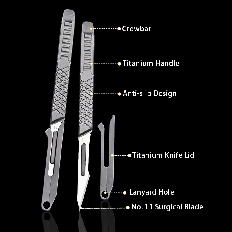 Titanium Alloy Scalpel Stainless Steel Blade Engraving Craft Knive Non-Slip Scalpel Paper Cutting DIY Knife Multifunction Tools