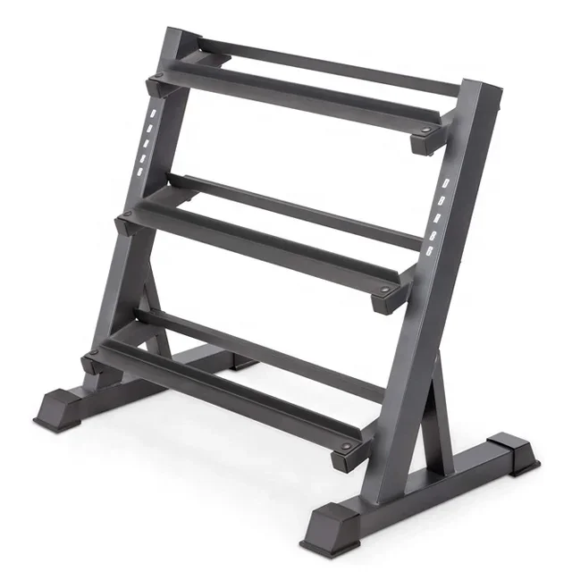 Gym Equipment Fitness Machine 3 Tier Metal Steel Home Workout Gym Dumbbell Weight Rack Storage Stand