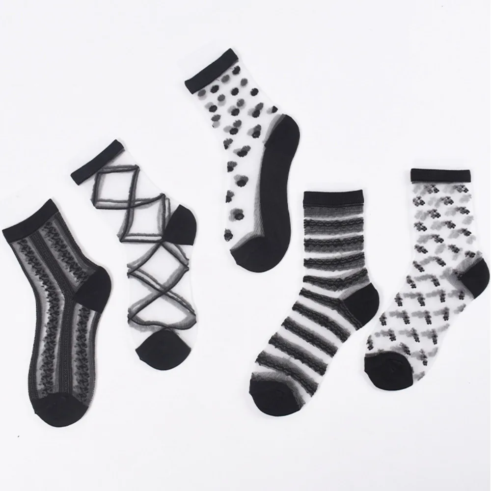 Sexy Lace Mesh silk Fishnet Socks Fiber Transparent Stretch Elasticity Ankle Net Yarn Thin Women Cool Socks 1pair=2pcs ws408