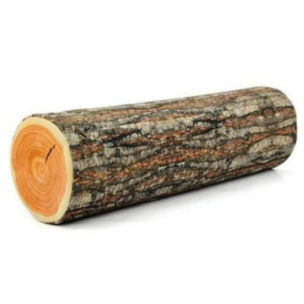 Material Tree Log Pillow PP Cotton Filled Realistic Wood Grain Round Floor Cushion Soft Texture Novelty Throw Pillow For