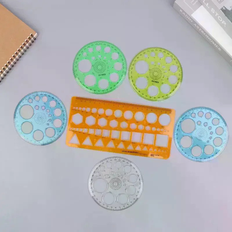 1/2/3Pcs Circles Drawing Shape Geometric Drawing Stencils Tools Multifunction Geometric Template Plastic Measuring Ruler