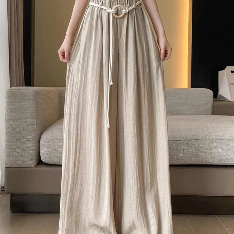 Slimming Loose Drape Wide Leg Pants Plus Size Ice Silk Spring Summer Straight Tube