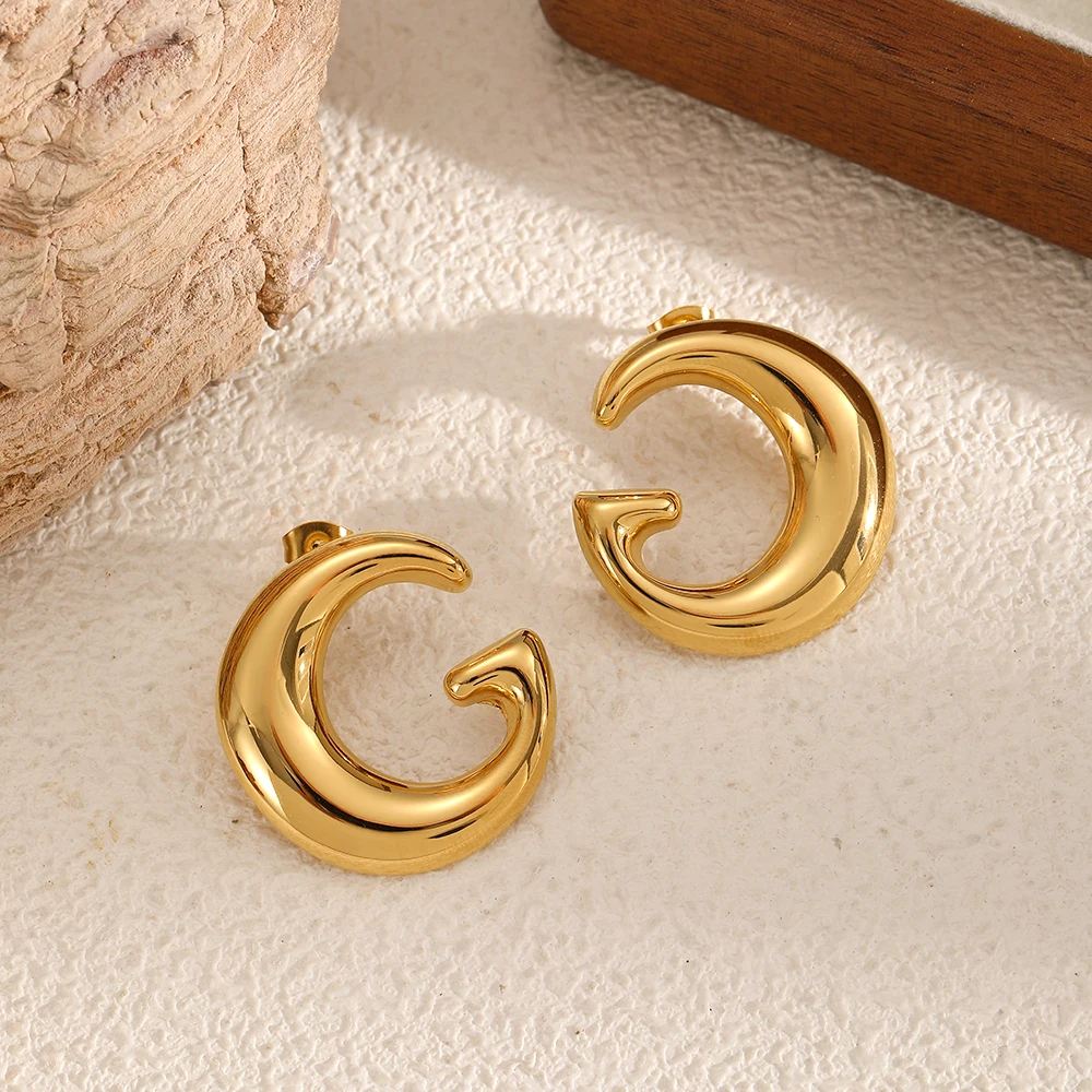Hot Sell Fashion Stainless Steel G Letter Shape Earrings for Women Waterproof 18K Gold Plated Stud Earring Jewelry Accessories