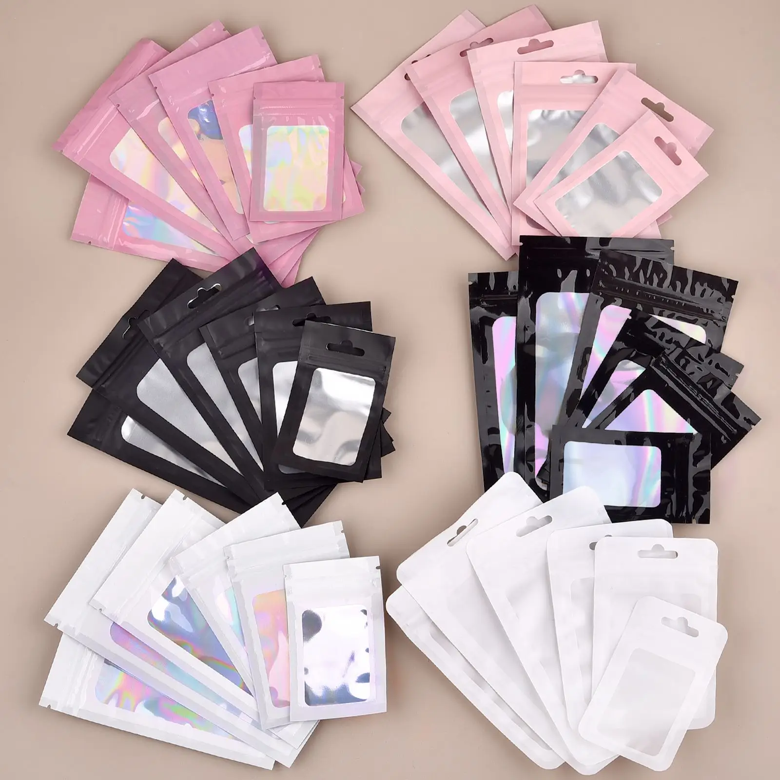 20Pcs Transparent Sealing Bag Plastic Bag Aluminum Foil Plastic Seal Bags For Jewelry Display Organizer Ring Necklace Storage