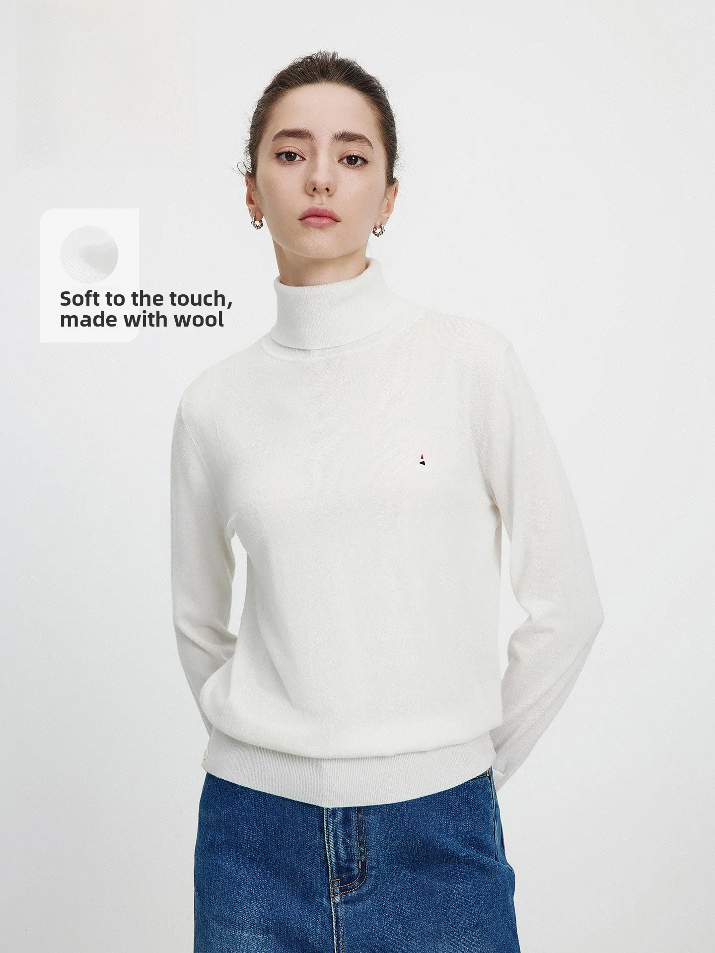 

Navigare Women's High Collar Knitted Sweater Casual Commute Style Long Sleeve Base Layer Shirt Comfortable Wool Blend