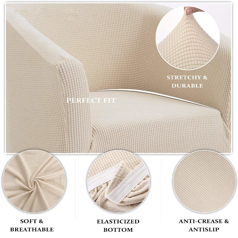 High Stretch Spandex Coffee Tub Sofa Armchair Seat Cover Protector Washable Furniture Slipcover Easy-install Home Chair Decor