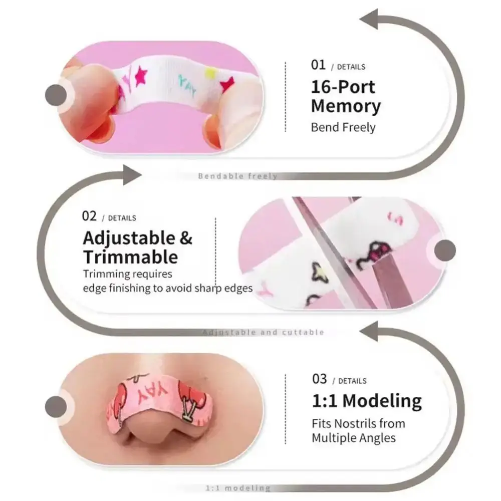 10Pcs/Box Adjustable Nose Sculptor Reusable Cartoon Nose Shaping Sticker Nose Up Lifting Tape