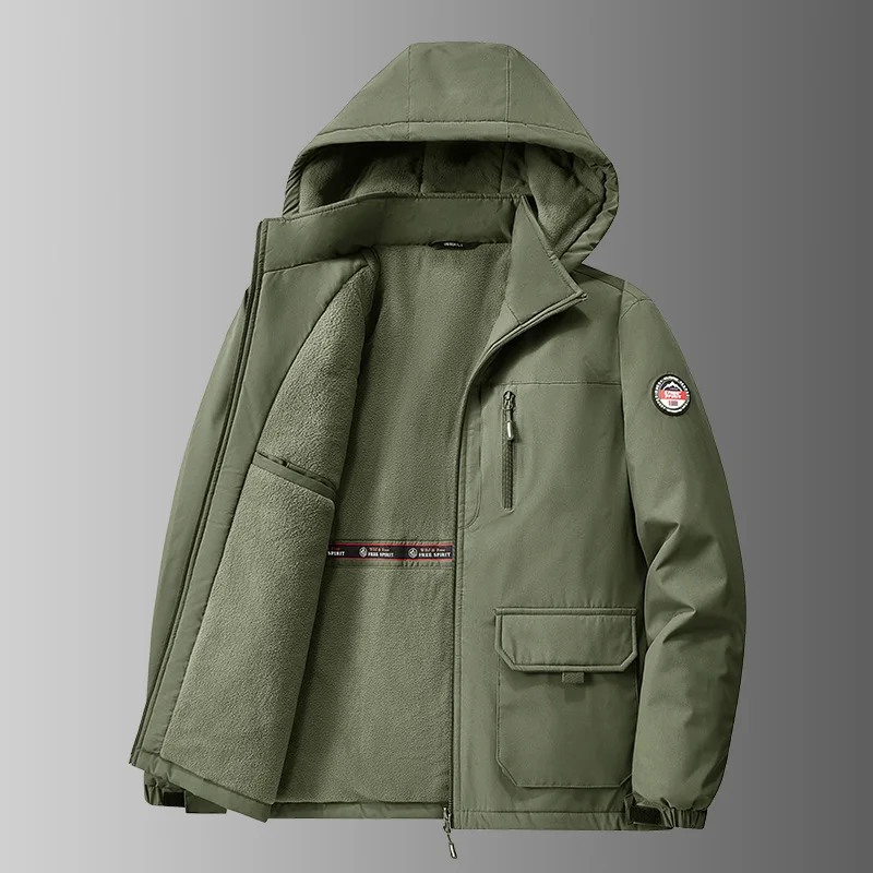 Men's Outdoor Fleece Jacket New Model 2025 Warm Temperature Retaining Waterproof And Windproof for Autumn And Winter