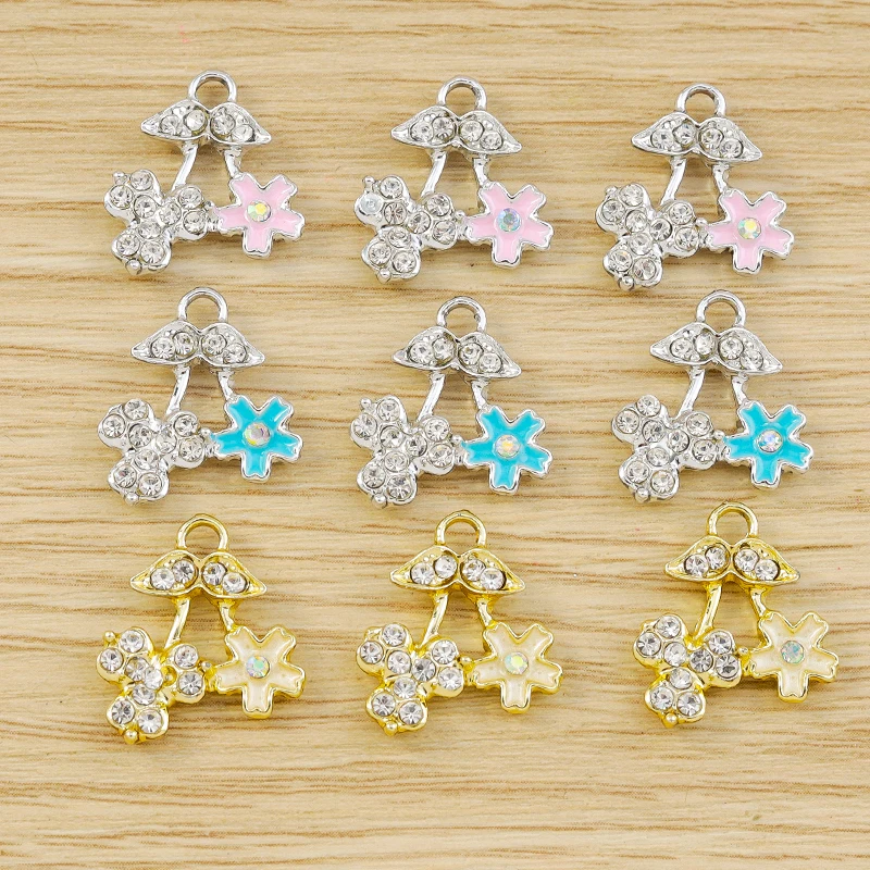 

10pcs 15x18mm Delicate Crystal Flower Cherry Charms Pendants for Making Earrings Necklaces Bracelets DIY Crafts Jewelry Findings