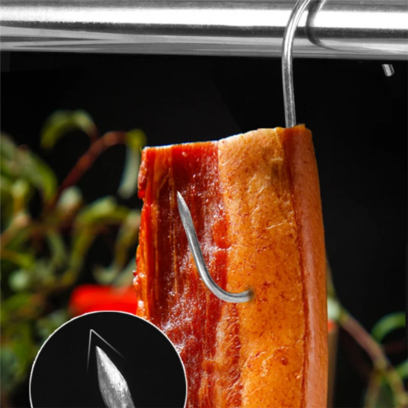 Ganci in acciaio inossidabile PB, strumento per gancio per carne per fumatori caldi e freddi, macellazione, caccia, pollo, barbecue, carne di maiale, salsiccia, 10 pezzi