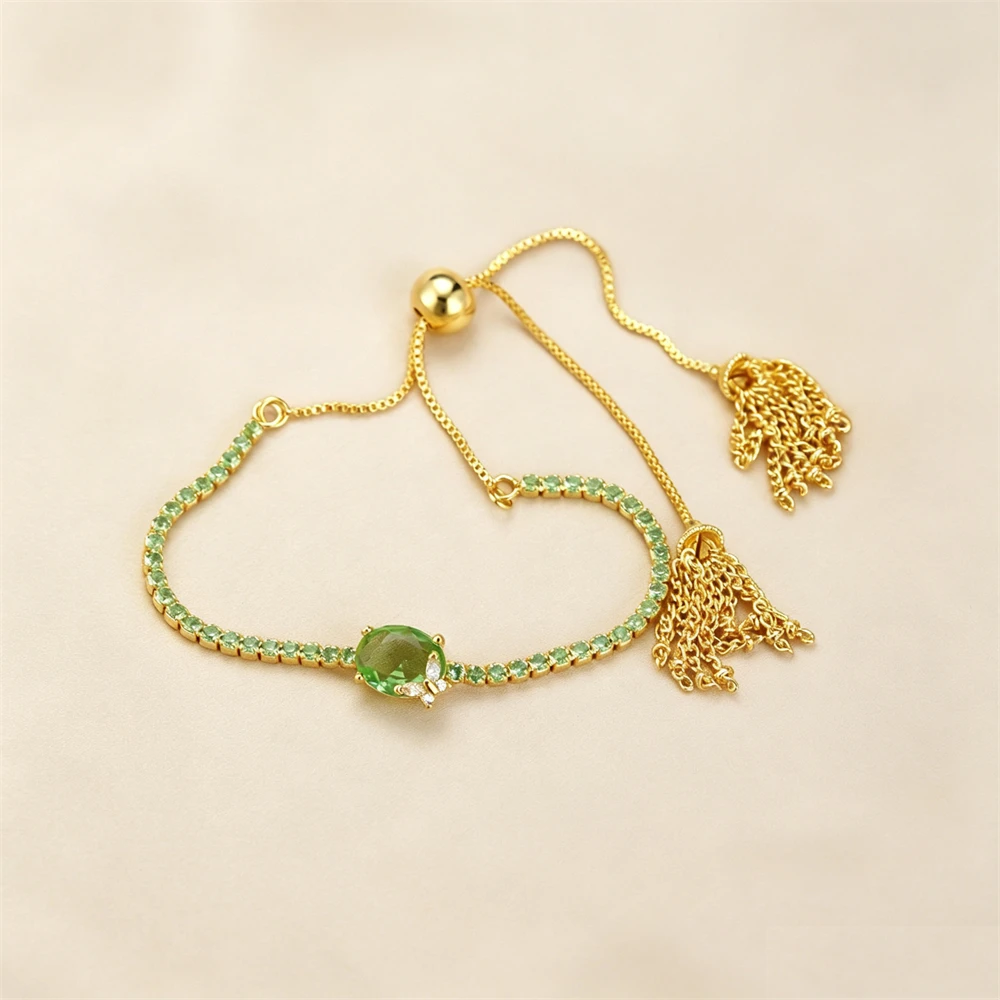 2026 New 925 Silver Blue Green Red Adjustable Stackable Charm Bracelet Fit for Women's Daily Party Wear Fashion Jewelry Gifts