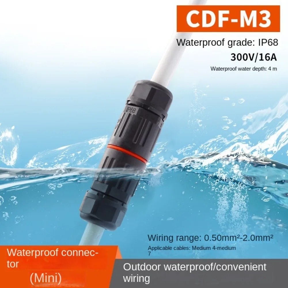 Screw CDF-M3 2-3 Core Outdoor Lighting Waterproof Cable Connector Electrical Terminal Waterproof Joint Waterproof Connector