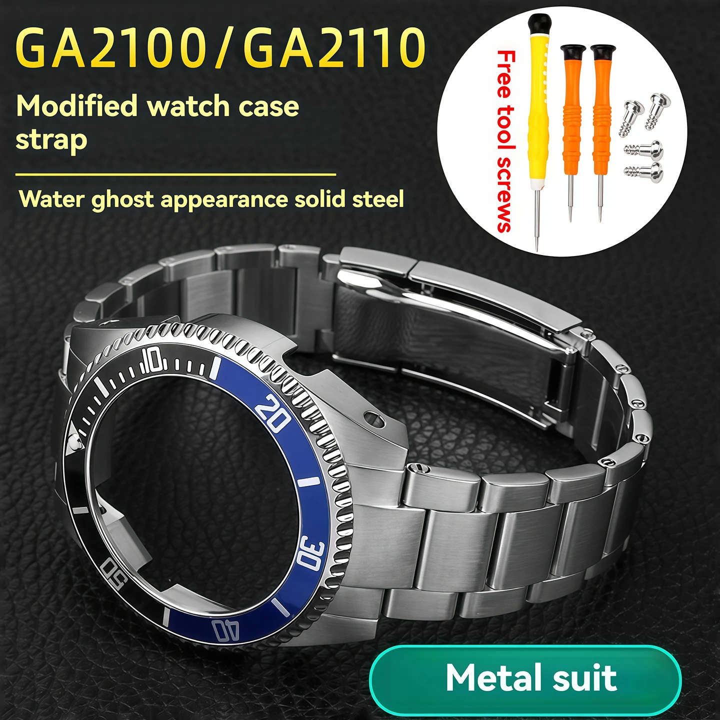 Modified GA-2100 Case Stainless Steel Case Strap Suitable for Casio G-SHOCK GA-B2100 GA-2100/2110 Replacement Parts Men's