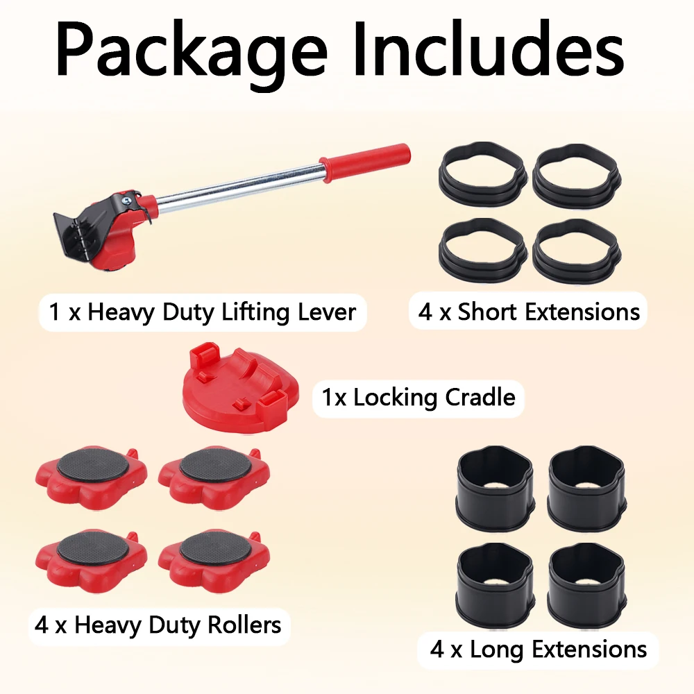 Zestaw do przenoszenia mebli, 14 elementów, wytrzymały podnośnik i transportownik z kółkami, urządzenie do przesuwania, pomocnik do podnoszenia, narzędzie do transportu mebli.