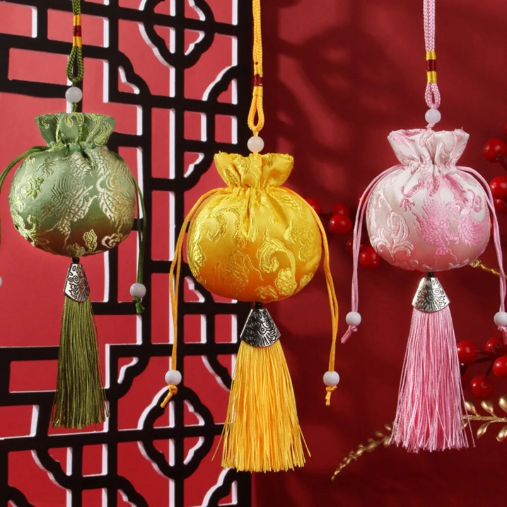 Fashion Flower Women Sachet Dragon Hanging Chinese Style Sachet Tassel Embroidery Jewelry Storage Bag Girl