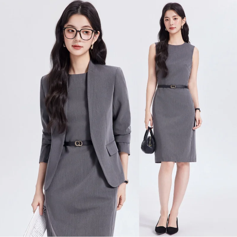 Collarless blazer for workplace interviews, women's professional formal attire, commuting outfit, teacher certification, college