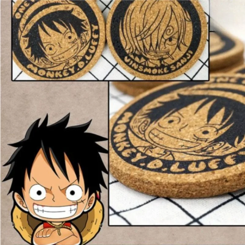 One Piece Roronoa Zoro Tony Tony Chopper Sanji Anime Peripheral Cartoon Cute Coaster Desktop Non-Slip Insulated Cork Coaster view 6