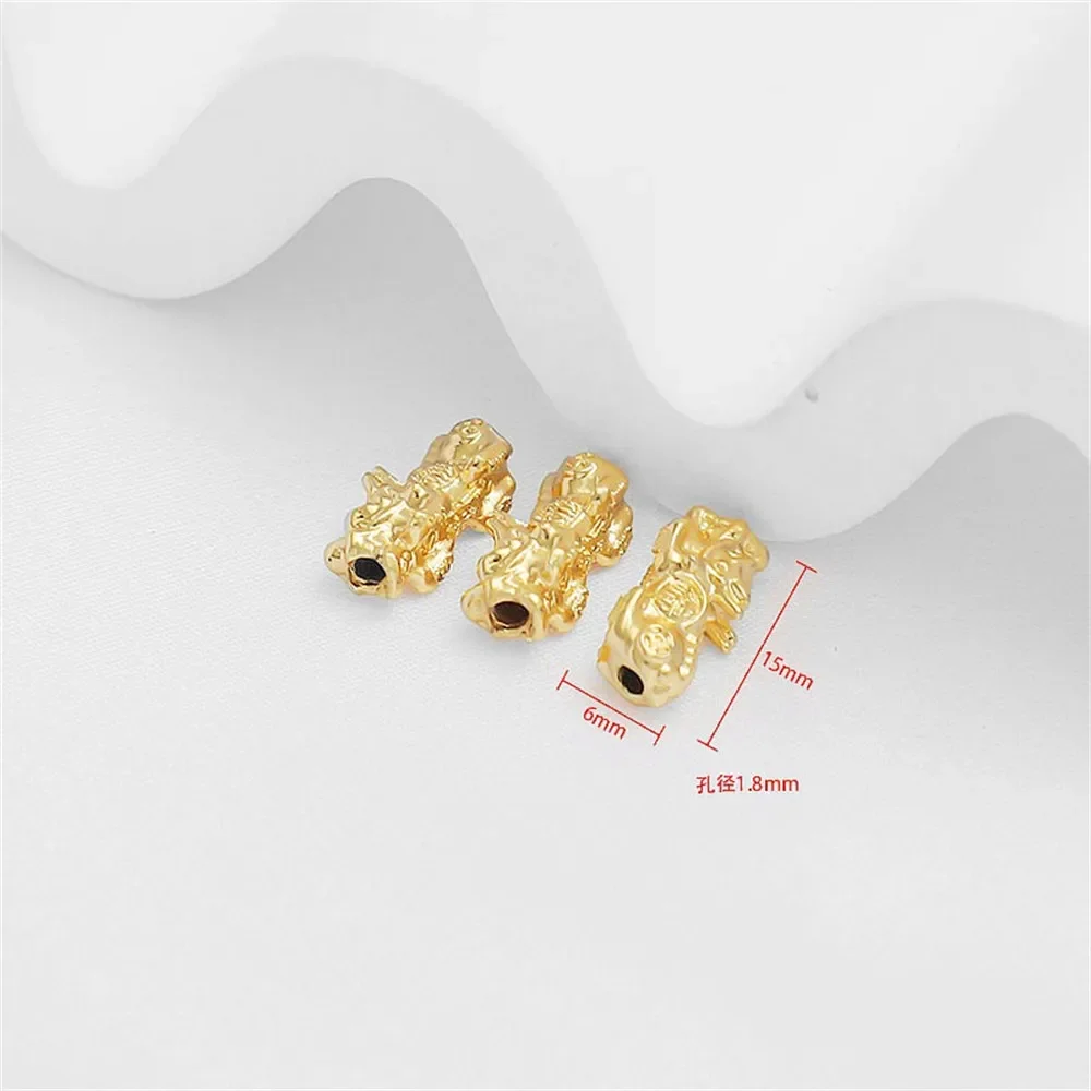 

1 шт., 18-каратное золото, песочное золото, матовый единорог, браслет со сквозными отверстиями, аксессуары, ювелирные изделия «Сделай сам», очаровательные аксессуары