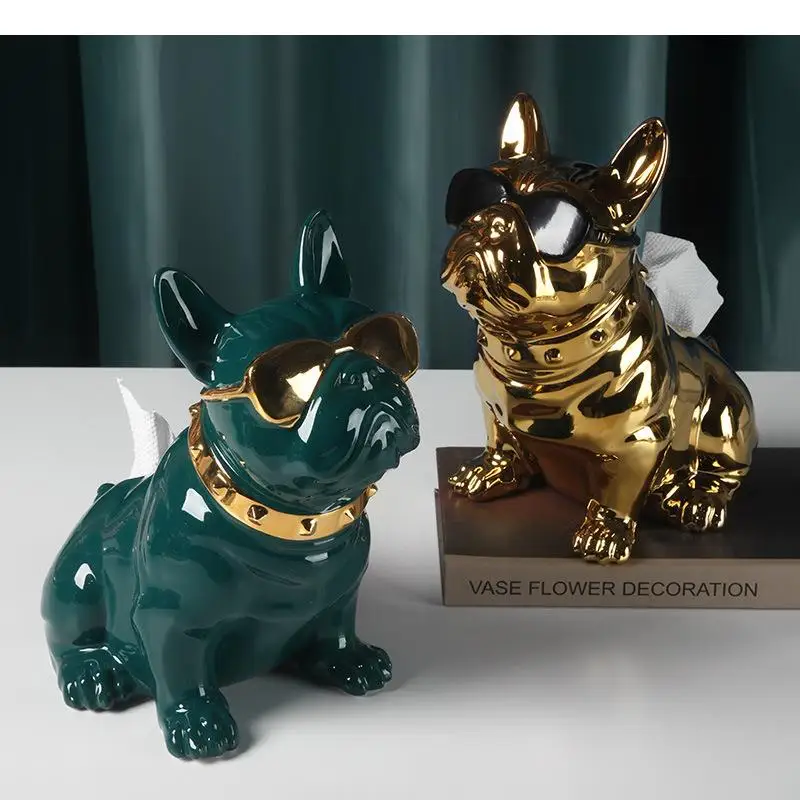 

Ceramic Animals Tissue Box Dog Storage Ornaments Home Decoration Desktop Statue Crafts Tissue Storage Box Decoration Furnishings