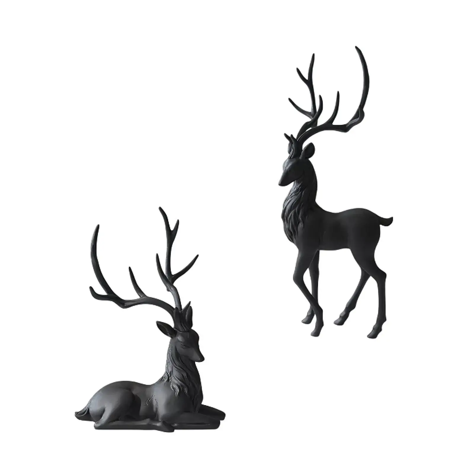 Black Deers Statue Elk Craft Sculpture Knack Decoration Elk Figurine Deer Ornament for Mantle Office Entrance Desktop Home