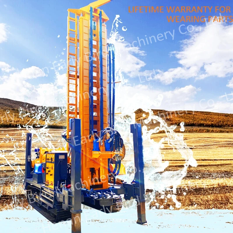 Hydraulic Crawler Mounted Water Well Drilling Rig 350M-500M Range With Pump And Engine Core Components