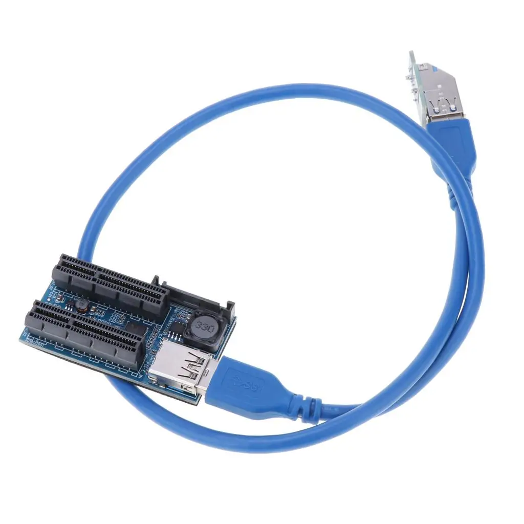 PCI Express Extension Cable 60cm USB 3.0 Riser Card for Dual X4 PCIE Slot Desktop Upgrade