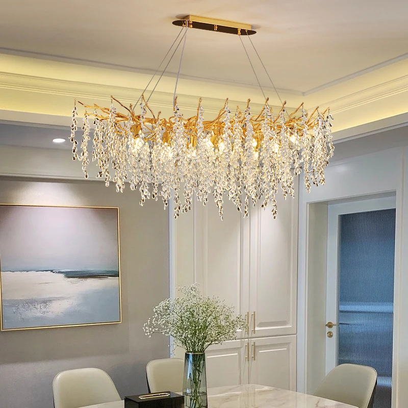 French luxury k9 crystal chandelier villa living room decoration lighting creative branch lamp 110v220v