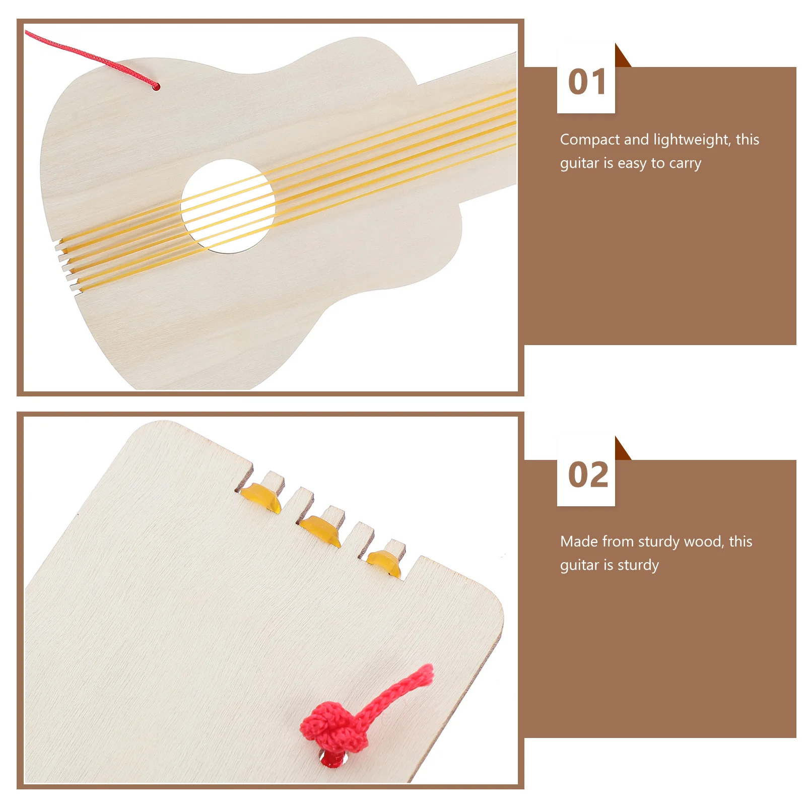 4Pcs Wooden Guitar for Kids DIY Painting Craft Kindergarten Musical Instrument Projects Educational Fun Guitar Kids