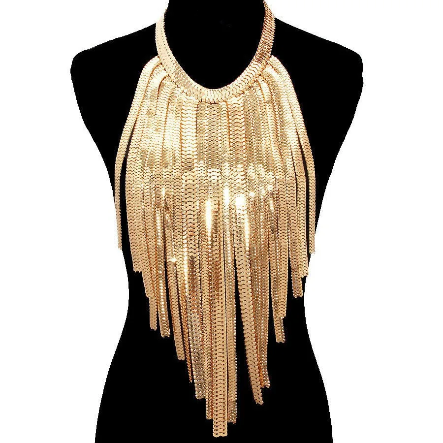 

Personalized fashion exaggeration, metal necklace, rough alloy body chain, hot-selling in Europe and America