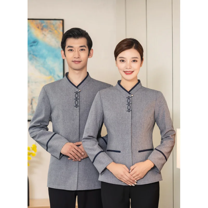 Cleaning Service Long Sleeve Autumn Winter Hotel Guest Room Cleaner Work Uniform Top Property Auntie Workwear Uniform