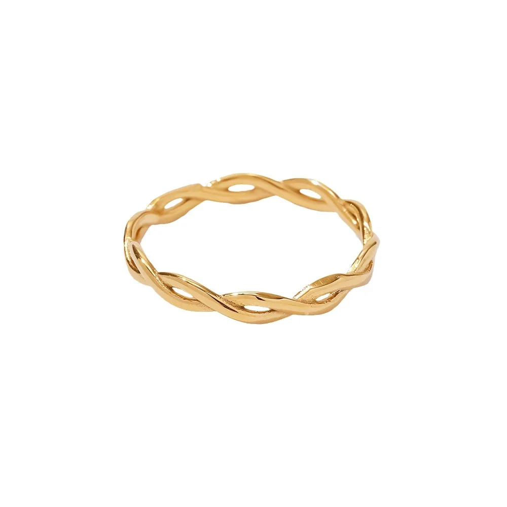 Stainless Steel PVD 18K Gold Plated Tarnish Simply Twsit  Rings For Woman Jewelry Wholesale 2023 Trendy