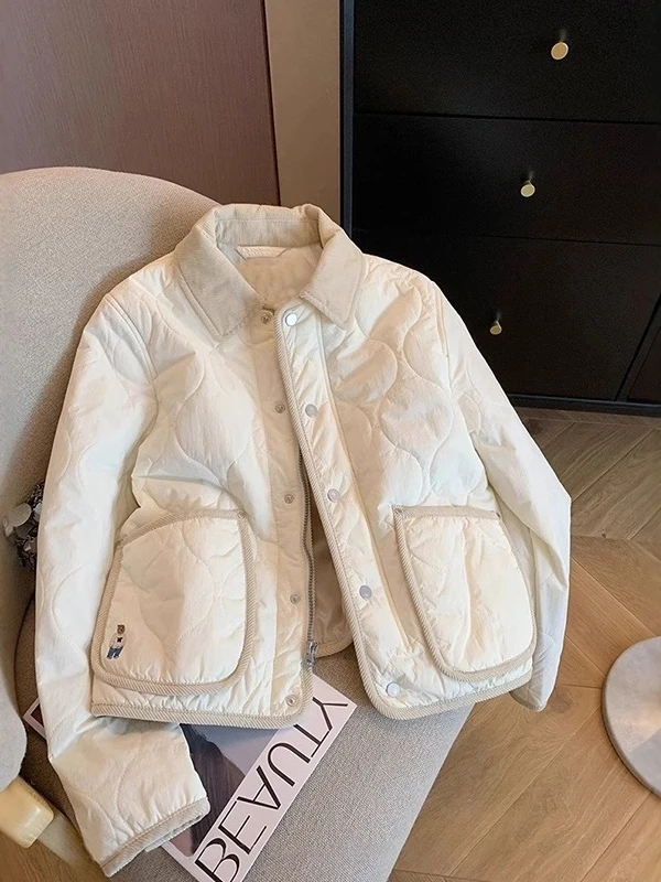 

Korean Sle Thiened Loose Women's Cotton Jaet Autumn Winter New Arrival Diamond Patterned Small Size Friendly Outerwear