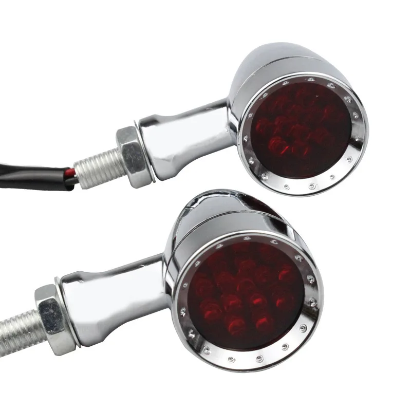 Chrome Motorcycle LED Bullet Turn Signal Brake Blinker Lights For Harley Davidson XL Sportster 1200 883 Iron