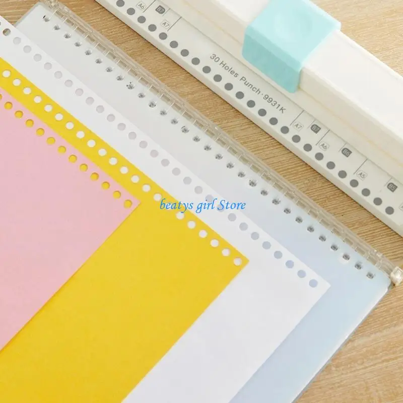 C7AB 30 فتحة خرامة ورقية، 30 فتحة خرامة ورق يدوية لأوراق الأوراق السائبة واللوازم المكتبية #5