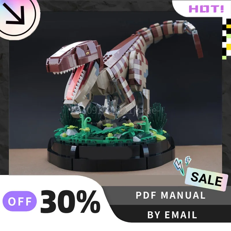 [1353PCS] Customized MOC Velociraptor Statue Creative Building Blocks Set STEM Educational Toys Construction Model Kit Birthday
