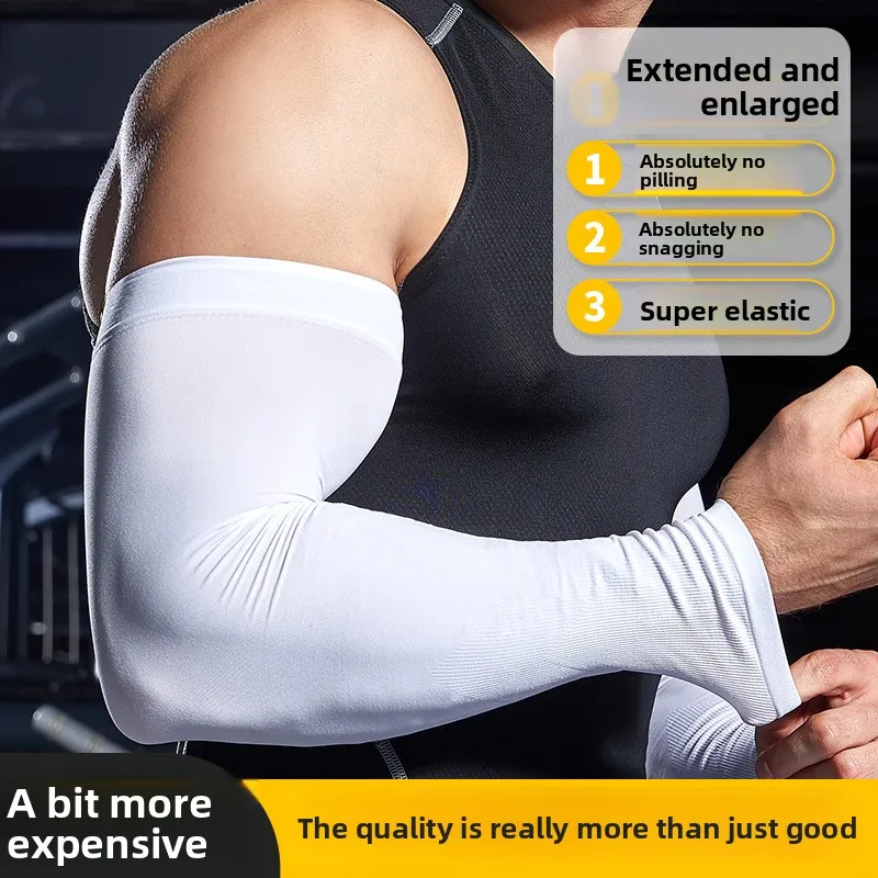 Summer Ice Silk Sunscreen Sleeves for Men, Ice Sleeves, Solid Color Sports Protection, UV Protection, Large Size