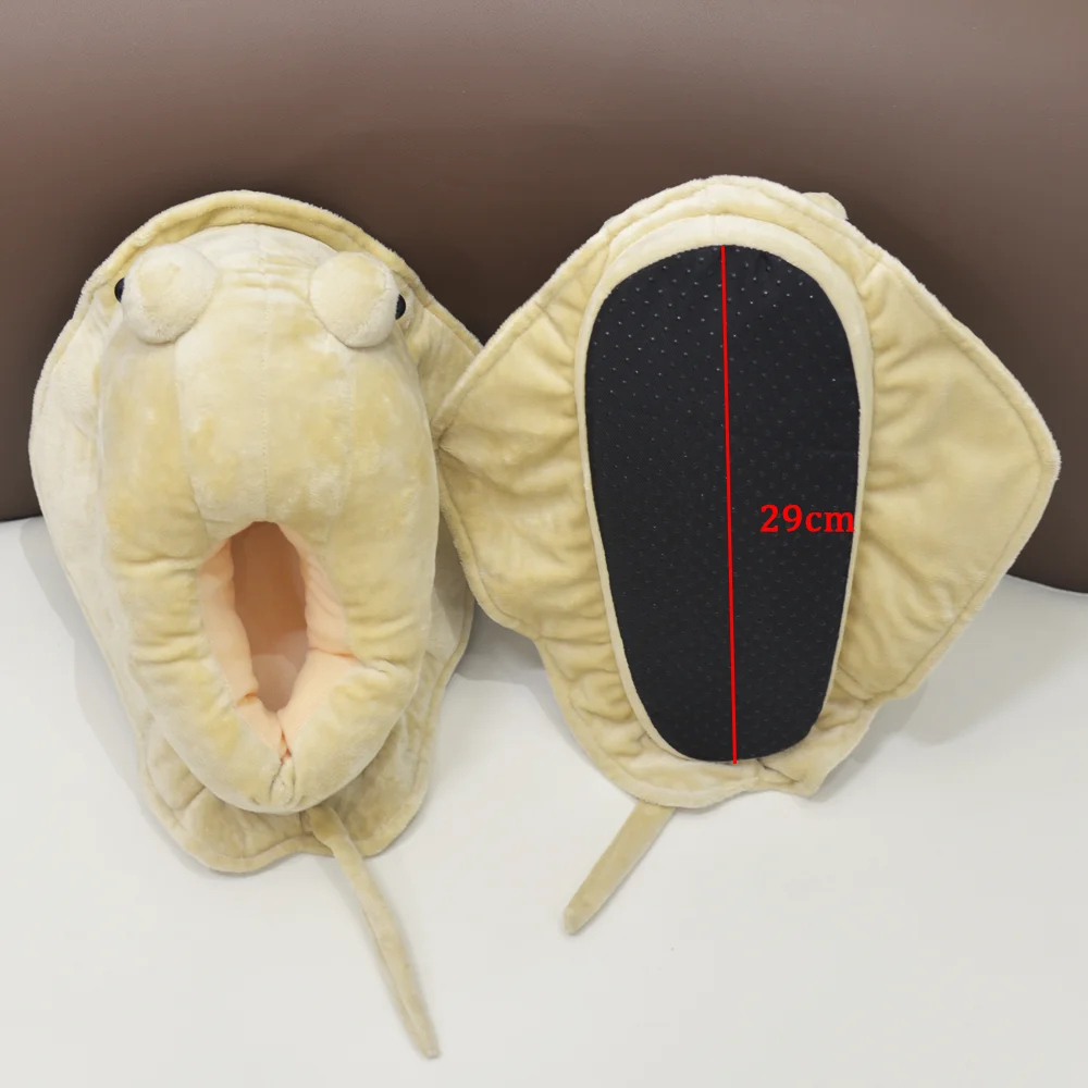 Stingray الأسماك نعال قماش لطيف الكرتون مانتا راي الدافئة لينة محشوة أحذية النساء الرجال شبشب منزل هدايا عيد الميلاد عيد الميلاد
