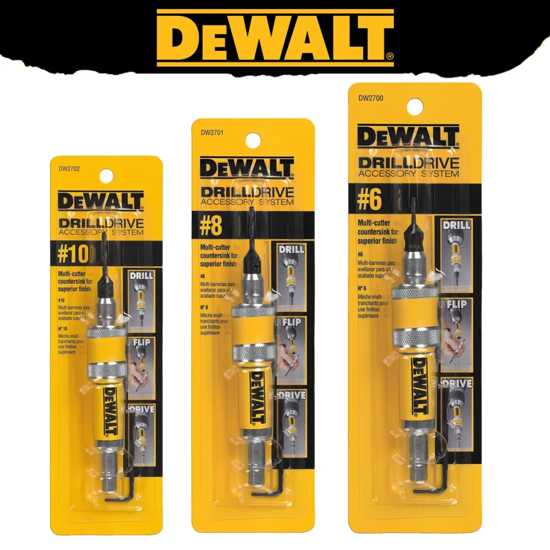 

Оригинальный комплект DEWALT Drill Flip Drive DW2700 DW2701 DW2702 # 6 # 8 # Набор из 10 сверл-зенкеров 2-в-1 для дерева, аксессуары для инструментов