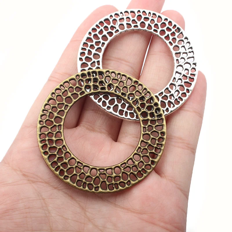 5-10pcs Vintage Bronze 30mm 50mm Round Hollow Ring Circle Charms Pendants For DIY Crafts Jewelry Findings Making Gifts