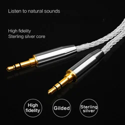 YYAUDIO czyste srebro ulepszony kabel do słuchawek kabel Audio Hifi 3.5MM przewód AUX Audio pojedynczy miedziane z kryształami posrebrzany przewód