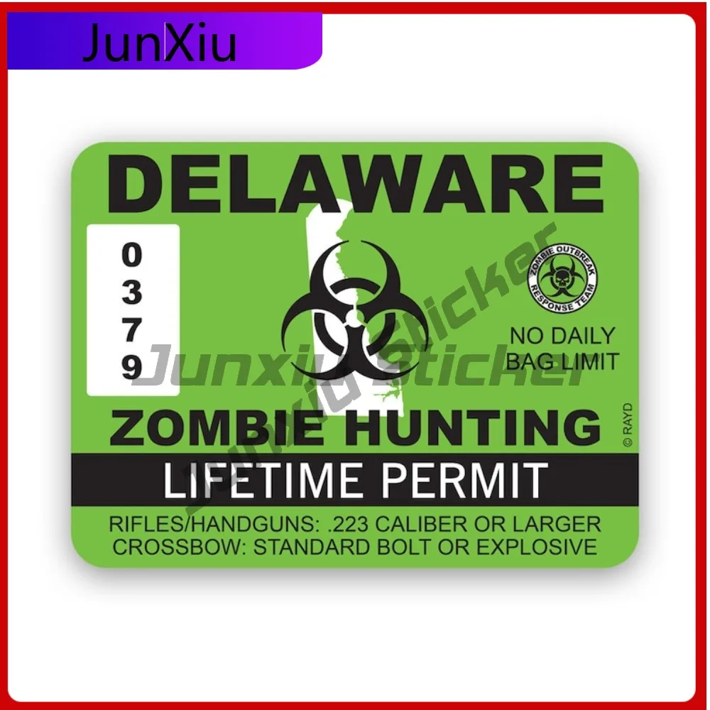

Delaware Zombie Hunting Permit Stickerwaterproof Outdoor Anime Car Waterproof Vinyl Decal For Motorcycle Helmet Sticker Decor