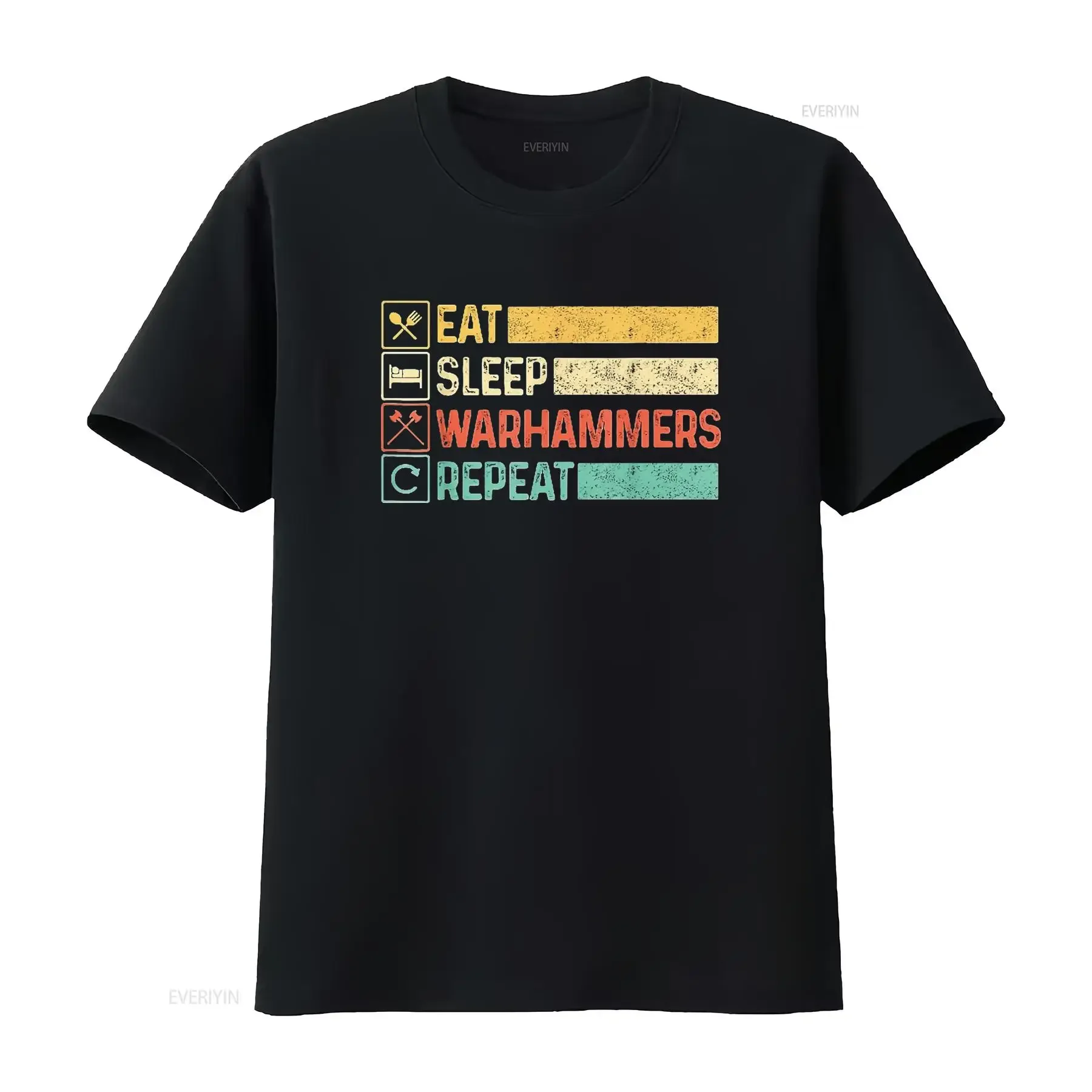 Retro Eat Sleep Warhammers Repeat Funny Gamer Video Gaming Womens T Shirt Black vintage Washed streetwear Stretched Stylish