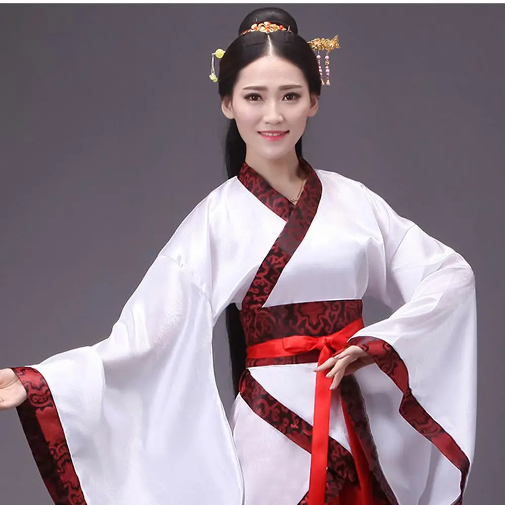 Long Sleeves Hanfu Long Dress Ancient Style Performance Skirt Chinese Tang Suit Patchwork Dance Dress