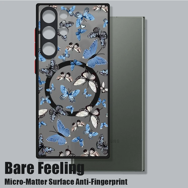 Blumen Bowknot Muster Telefon Fall Für Samsung Galaxy S25 S24 FE S25 Rand S23 S22 S21 Ultra Plus Magnetische Für Magsafe Hard Cover