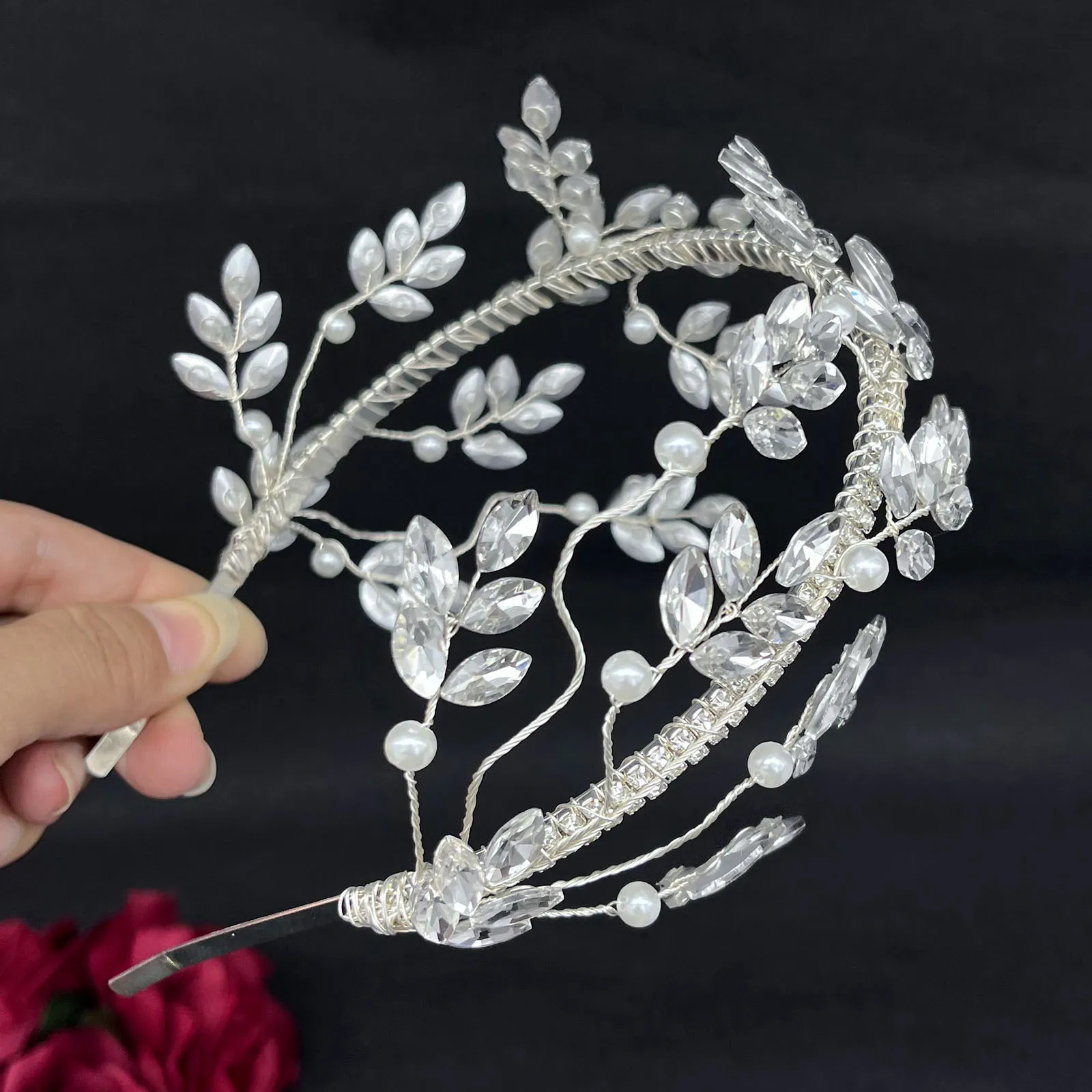 DZ236 Handmade Rhinestone Bride Hair Hoop Crystal Wedding Styling Hair Accessories Luxury Woman Bridesmaid Party Headbands