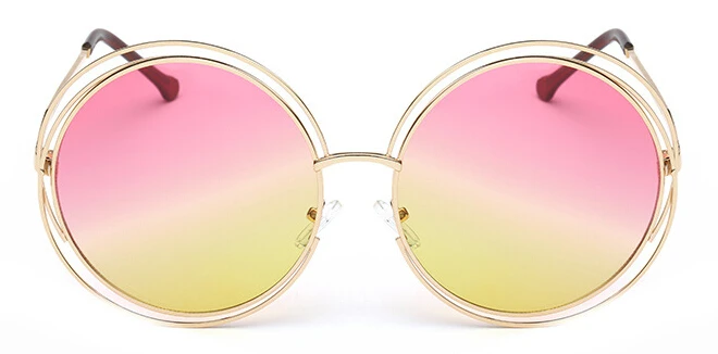 Vintage Round Big Size Oversized lens Mirror  Sunglasses Women Brand Designer Metal Frame Lady Sun Glasses  Lady Cool Retro
