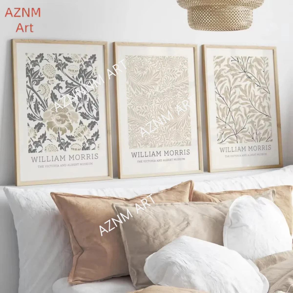 Neutraler Beiger William Morris Blumen-Abstrakt-Leinwanddruck Poster Moderne Botanische Kunstdrucke Schlafzimmer Wandkunst Heim-Dekoration