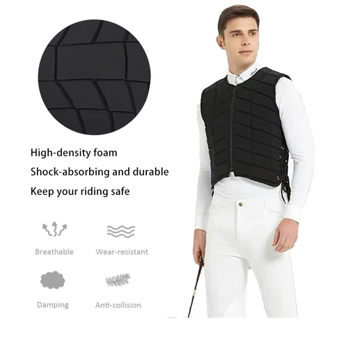 Imagen 2 del producto Chaleco de equitación para montar a caballo, chaleco de seguridad ecuestre para rodeo, equipo de protección Unisex para niños y adultos, protectores corporales para jinete
